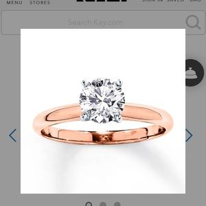 Solitaire 1 Carat Diamond 14K Rose Gold Ring